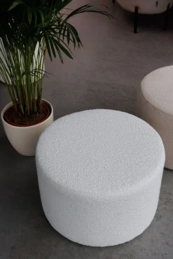 Okragła pufa boucle biała Hauss Roller XL Baloo 2073