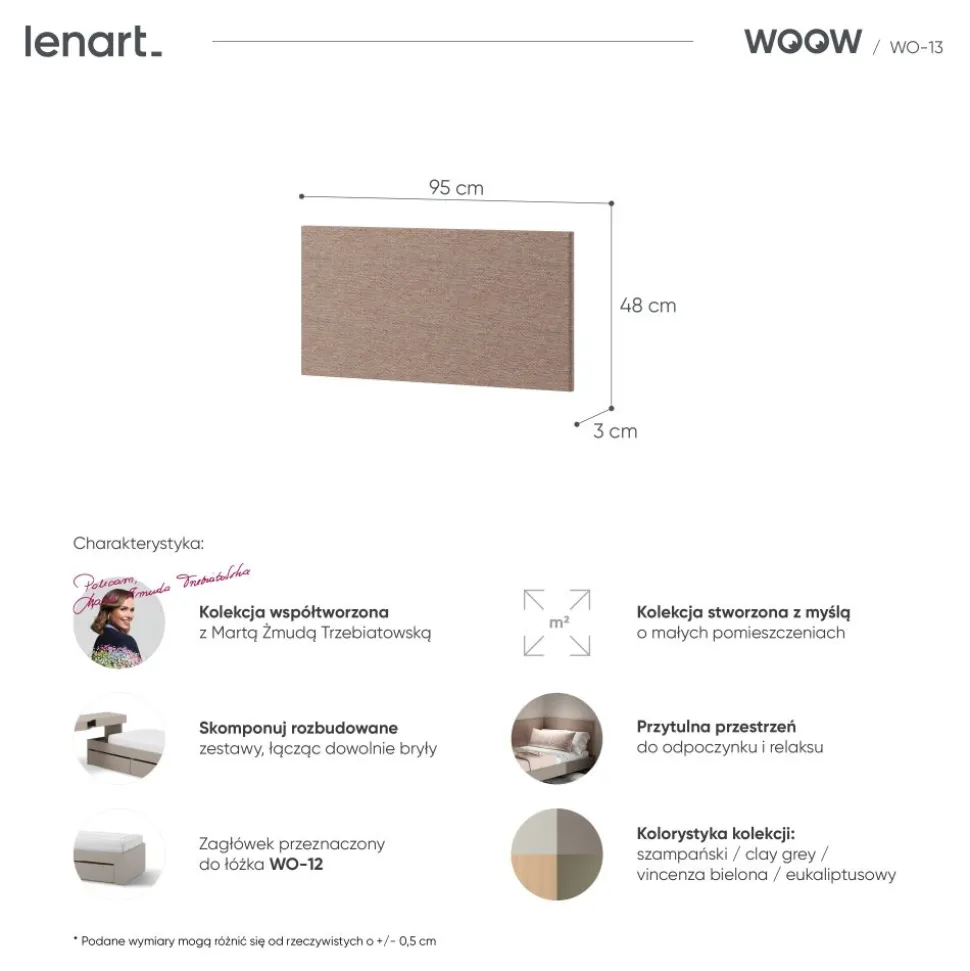 Panel tapicerowany na ścianę Woow WO-13 do łóżka młodzieżowego Woow WO-12