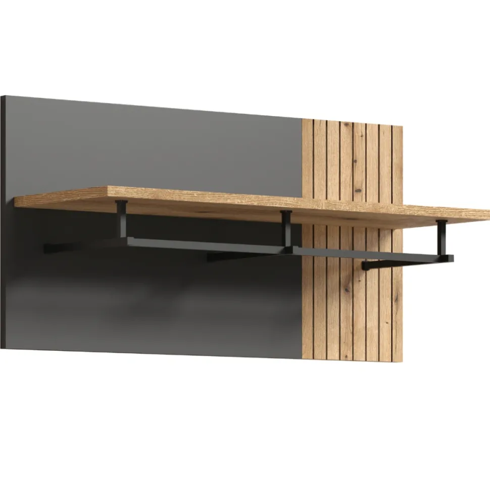 Panel wieszakowy Esteban 80 cm – nowoczesny panel z metalowym profilem i półką