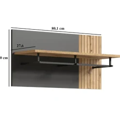 Panel wieszakowy Esteban 80 cm – nowoczesny panel z metalowym profilem i półką