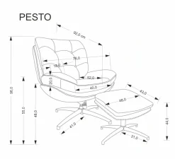 PESTO fotel z podnóżkiem / funkcja kołyski, beżowy1 sztuka