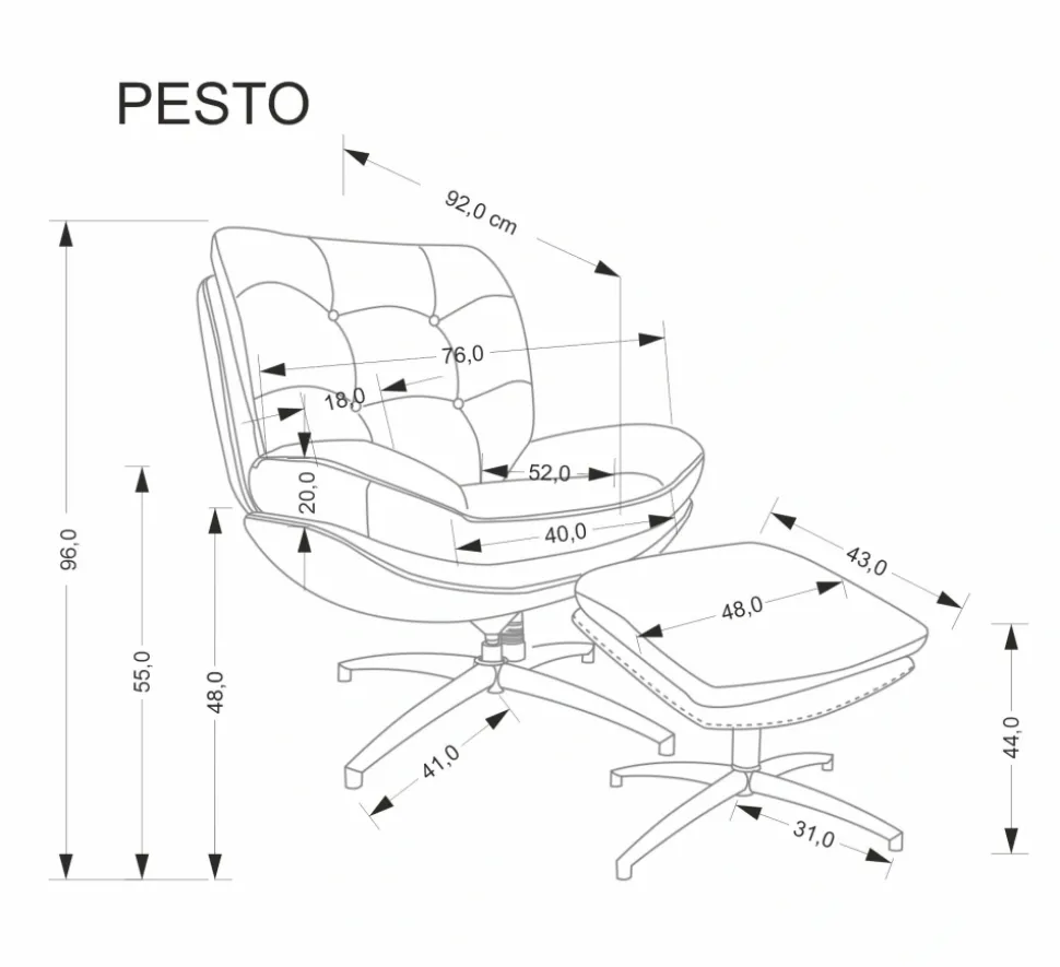 PESTO fotel z podnóżkiem / funkcja kołyski, beżowy1 sztuka