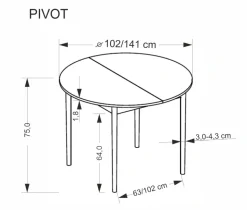 PIVOT stół rozkładany 102-142x102x75 cm, blat - kaszmir, nogi - naturalny (1p=1szt)1 sztuka