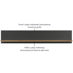 Półka Esteban 150 cm – nowoczesna półka ścienna grafit/dąb evok