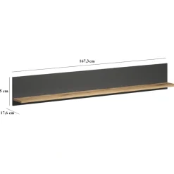 Półka Esteban 150 cm – nowoczesna półka ścienna grafit/dąb evok