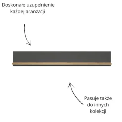 Półka Esteban 150 cm – nowoczesna półka ścienna grafit/dąb evok