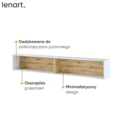 PÓŁKA WISZĄCA BC-30 DO PÓŁKOTAPCZANU DĄB ARTISAN / BIAŁY BED CONCEPT Lenart