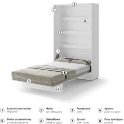PÓŁKOTAPCZAN PIONOWY BIAŁY BC-02 BED CONCEPT Lenart