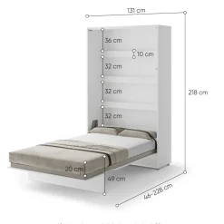 PÓŁKOTAPCZAN PIONOWY BIAŁY BC-02 BED CONCEPT Lenart