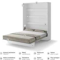PÓŁKOTAPCZAN PIONOWY BIAŁY BC-12 BED CONCEPT Lenart