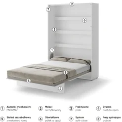 PÓŁKOTAPCZAN PIONOWY BIAŁY BC-01 BED CONCEPT Lenart