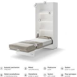 PÓŁKOTAPCZAN PIONOWY BIAŁY POŁYSK BC-03 BED CONCEPT Lenart