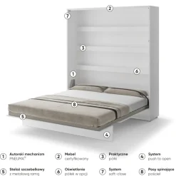 PÓŁKOTAPCZAN PIONOWY BIAŁY POŁYSK BC-13 BED CONCEPT Lenart