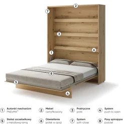 PÓŁKOTAPCZAN PIONOWY DĄB ARTISAN BC-12 BED CONCEPT Lenart