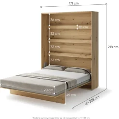 PÓŁKOTAPCZAN PIONOWY DĄB ARTISAN BC-12 BED CONCEPT Lenart