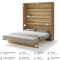 PÓŁKOTAPCZAN PIONOWY DĄB ARTISAN BC-13 BED CONCEPT Lenart