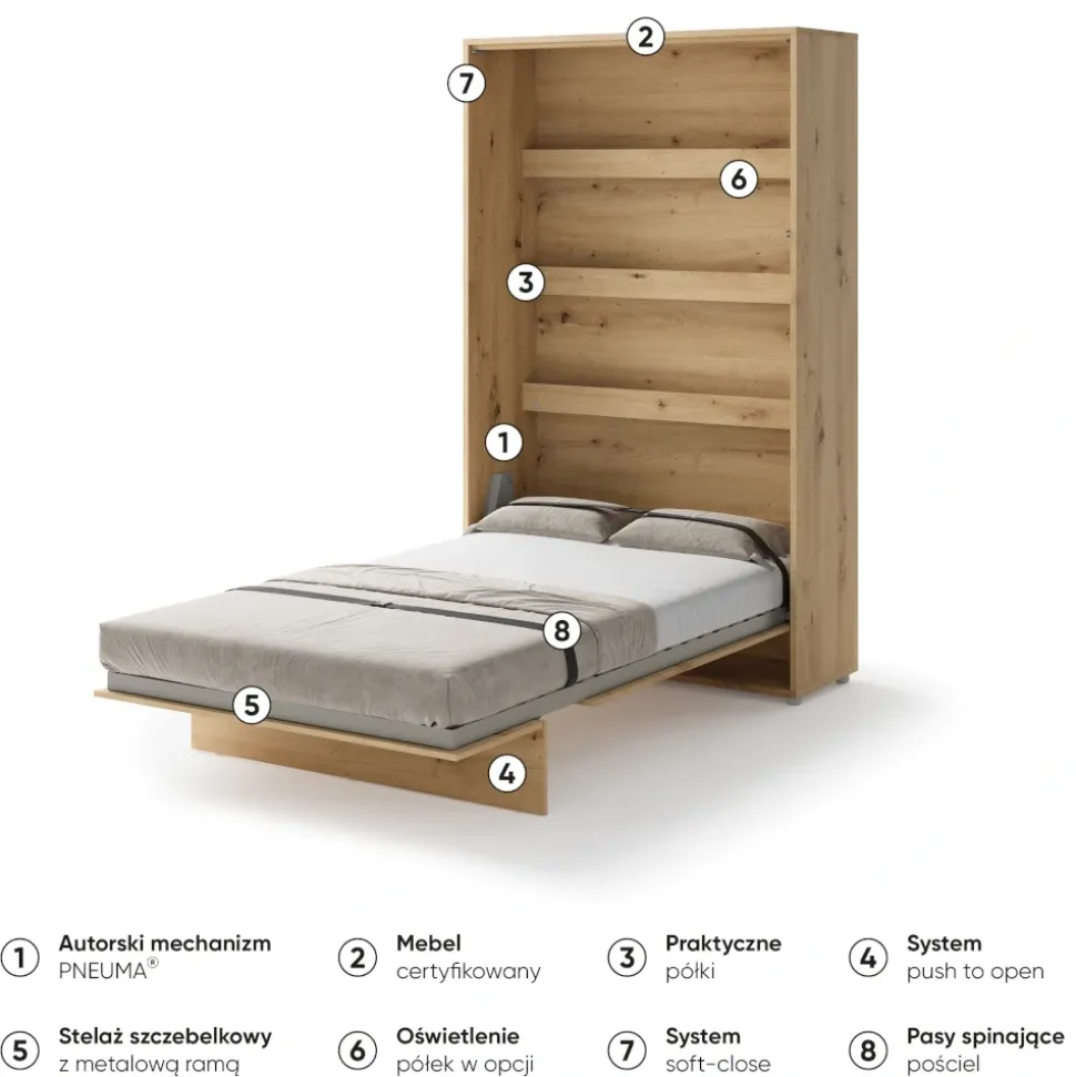 PÓŁKOTAPCZAN PIONOWY DĄB ARTISAN BC-02 BED CONCEPT Lenart