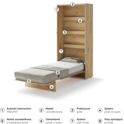 PÓŁKOTAPCZAN PIONOWY DĄB ARTISAN BC-03 BED CONCEPT Lenart