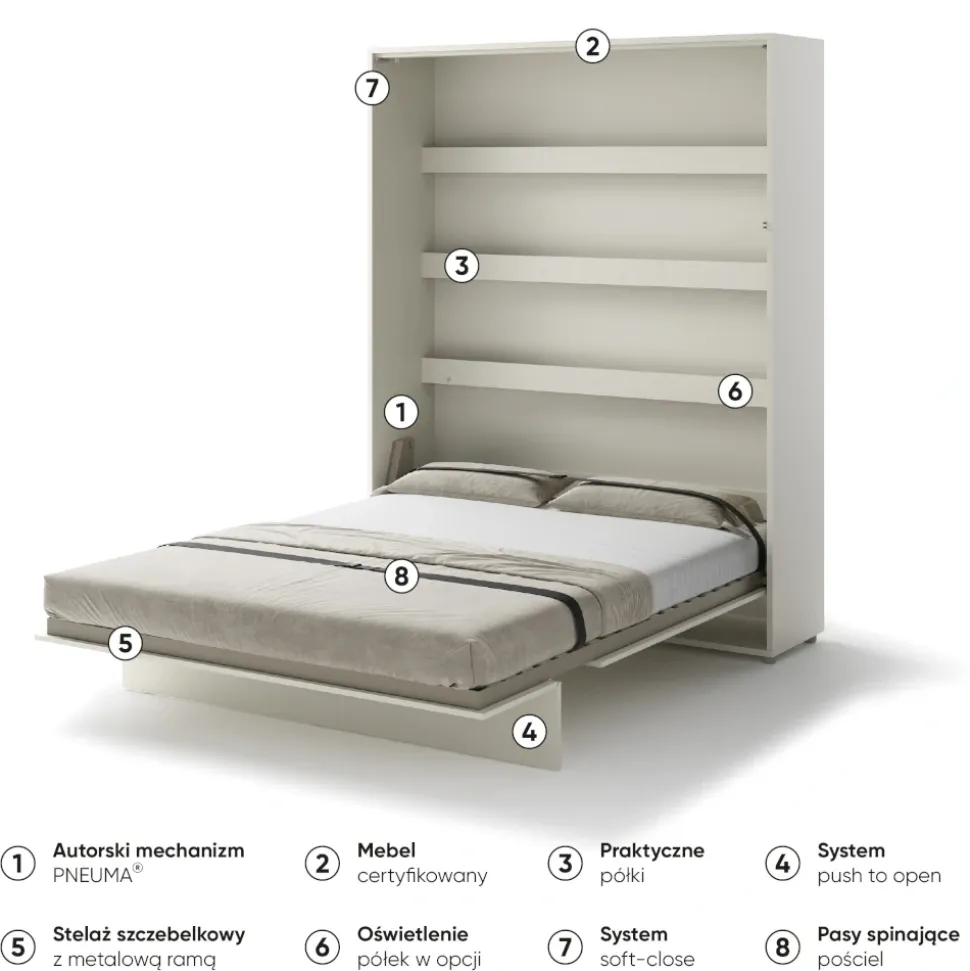 PÓŁKOTAPCZAN PIONOWY DĄB KASZMIR BC-12 BED CONCEPT Lenart
