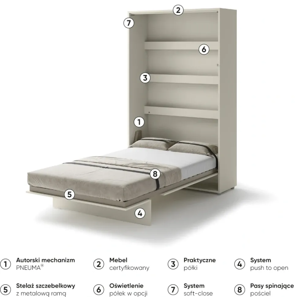 PÓŁKOTAPCZAN PIONOWY KASZMIR BC-02 BED CONCEPT Lenart