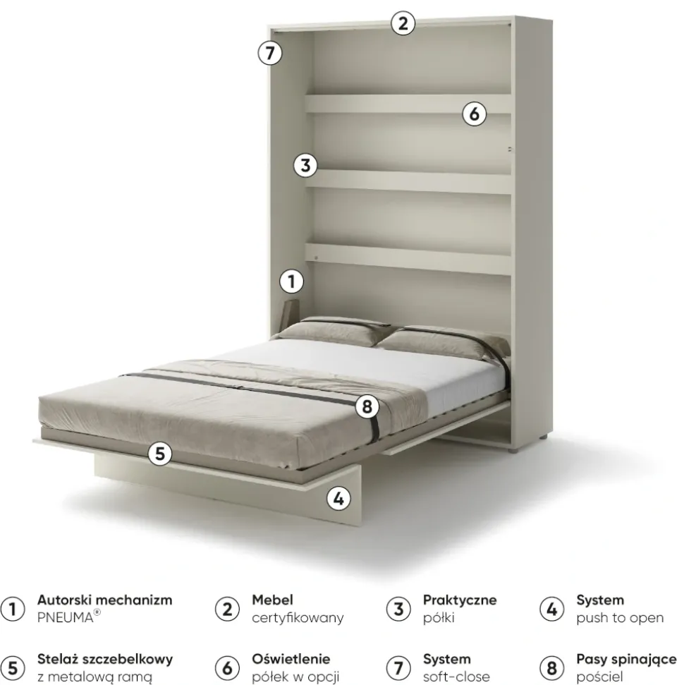 PÓŁKOTAPCZAN PIONOWY KASZMIR BC-01 BED CONCEPT Lenart
