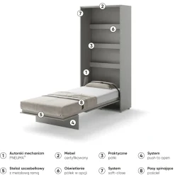 PÓŁKOTAPCZAN PIONOWY SZARY BC-03 BED CONCEPT Lenart