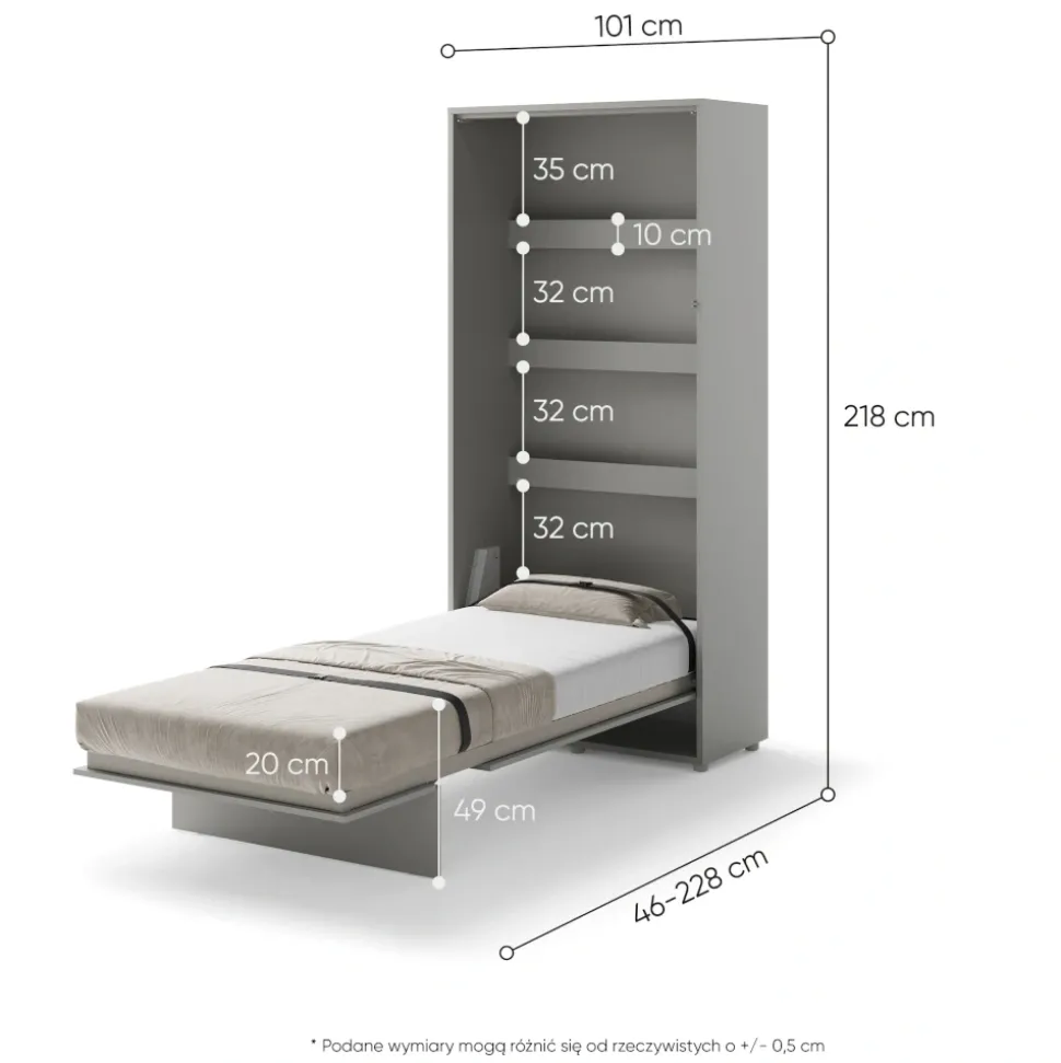 PÓŁKOTAPCZAN PIONOWY SZARY BC-03 BED CONCEPT Lenart