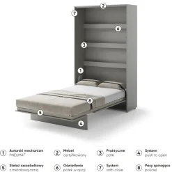PÓŁKOTAPCZAN PIONOWY SZARY BC-02 BED CONCEPT Lenart