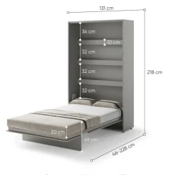 PÓŁKOTAPCZAN PIONOWY SZARY BC-02 BED CONCEPT Lenart