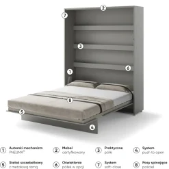 PÓŁKOTAPCZAN PIONOWY SZARY BC-12 BED CONCEPT Lenart