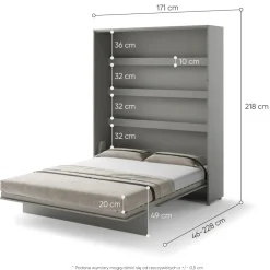 PÓŁKOTAPCZAN PIONOWY SZARY BC-12 BED CONCEPT Lenart
