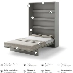 PÓŁKOTAPCZAN PIONOWY SZARY BC-01 BED CONCEPT Lenart