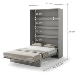 PÓŁKOTAPCZAN PIONOWY SZARY BC-01 BED CONCEPT Lenart