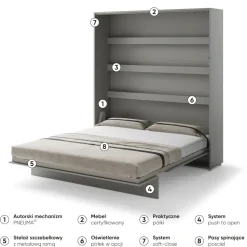 PÓŁKOTAPCZAN PIONOWY SZARY BC-13 BED CONCEPT Lenart