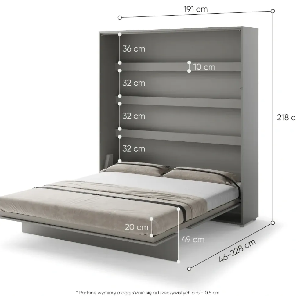 PÓŁKOTAPCZAN PIONOWY SZARY BC-13 BED CONCEPT Lenart