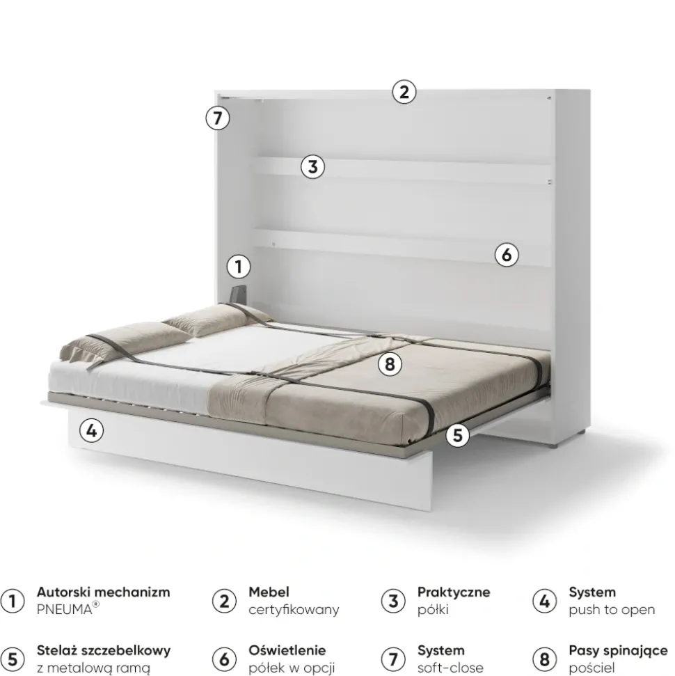 PÓŁKOTAPCZAN POZIOMY BIAŁY BC-14 BED CONCEPT Lenart