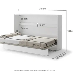 PÓŁKOTAPCZAN POZIOMY BIAŁY BC-05 BED CONCEPT Lenart