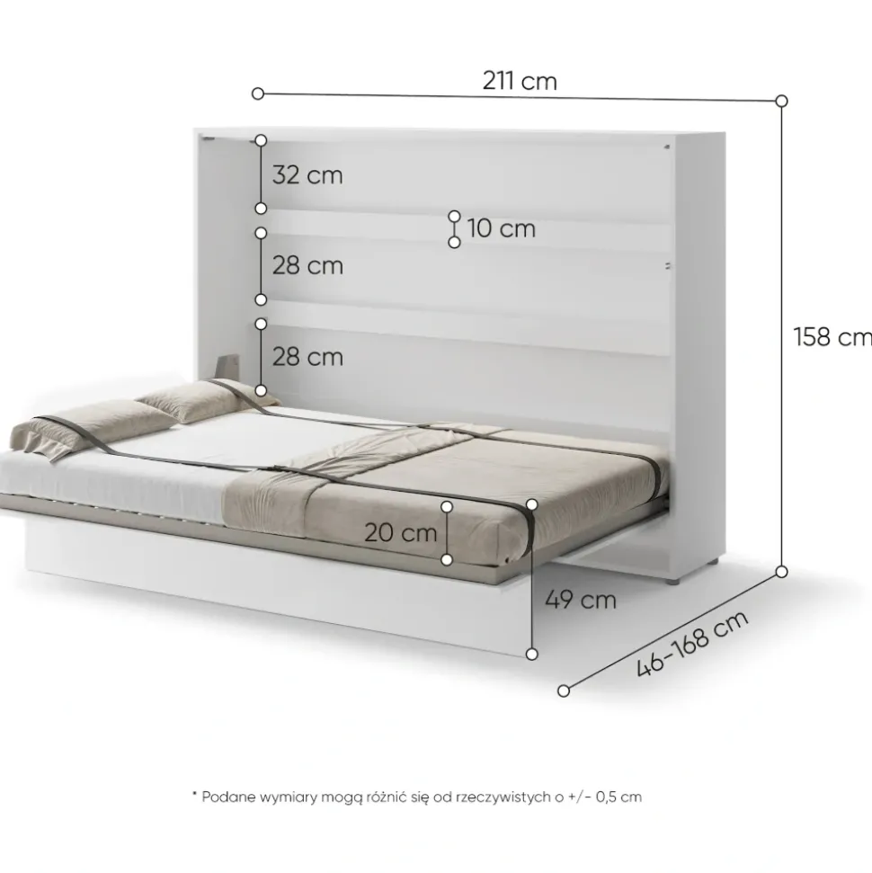 PÓŁKOTAPCZAN POZIOMY BIAŁY BC-04 BED CONCEPT Lenart