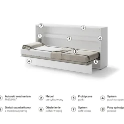 PÓŁKOTAPCZAN POZIOMY BIAŁY POŁYSK BC-06 BED CONCEPT Lenart