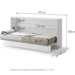 PÓŁKOTAPCZAN POZIOMY BIAŁY POŁYSK BC-06 BED CONCEPT Lenart
