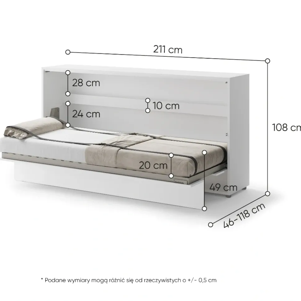 PÓŁKOTAPCZAN POZIOMY BIAŁY POŁYSK BC-06 BED CONCEPT Lenart