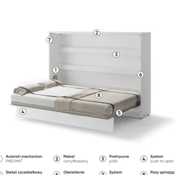 PÓŁKOTAPCZAN POZIOMY BIAŁY POŁYSK BC-04 BED CONCEPT Lenart