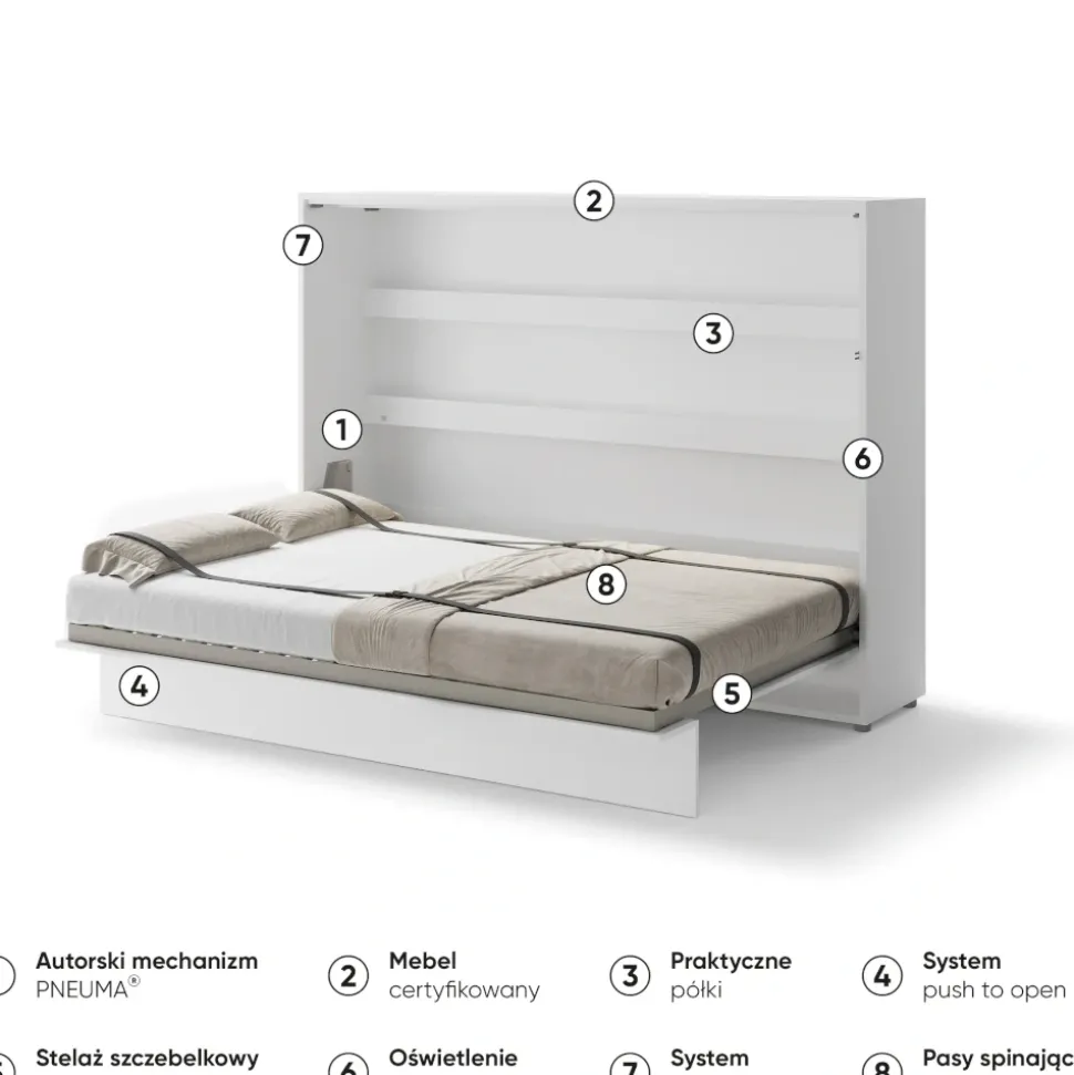 PÓŁKOTAPCZAN POZIOMY BIAŁY POŁYSK BC-04 BED CONCEPT Lenart