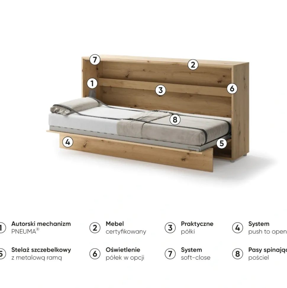 PÓŁKOTAPCZAN POZIOMY DAB ARTISAN BC-06 BED CONCEPT Lenart