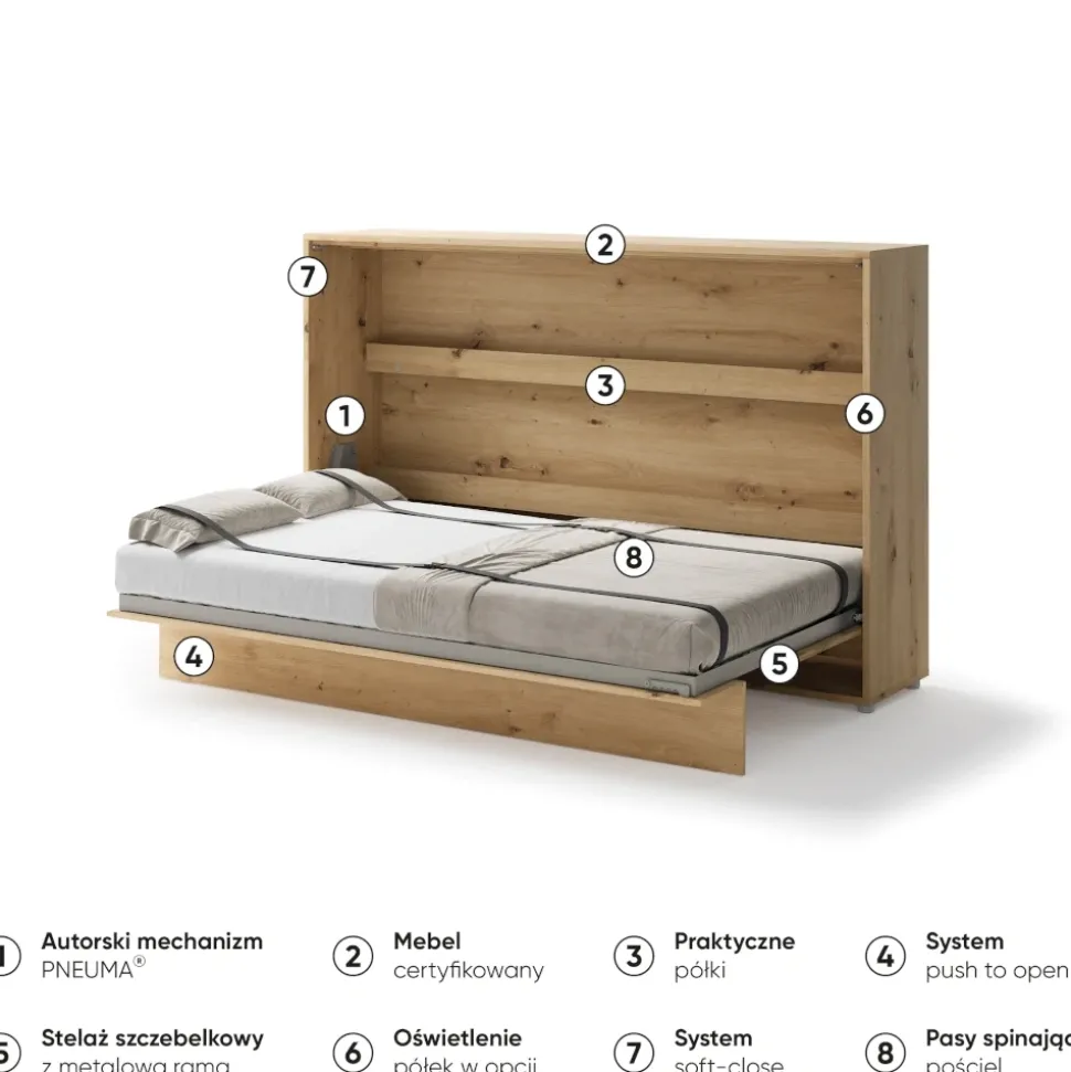 PÓŁKOTAPCZAN POZIOMY DĄB ARTISAN BC-05 BED CONCEPT Lenart