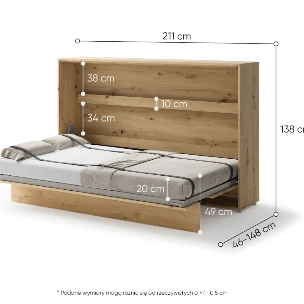 PÓŁKOTAPCZAN POZIOMY DĄB ARTISAN BC-05 BED CONCEPT Lenart