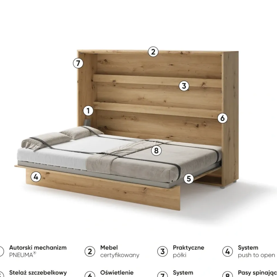 PÓŁKOTAPCZAN POZIOMY DĄB ARTISAN BC-04 BED CONCEPT Lenart