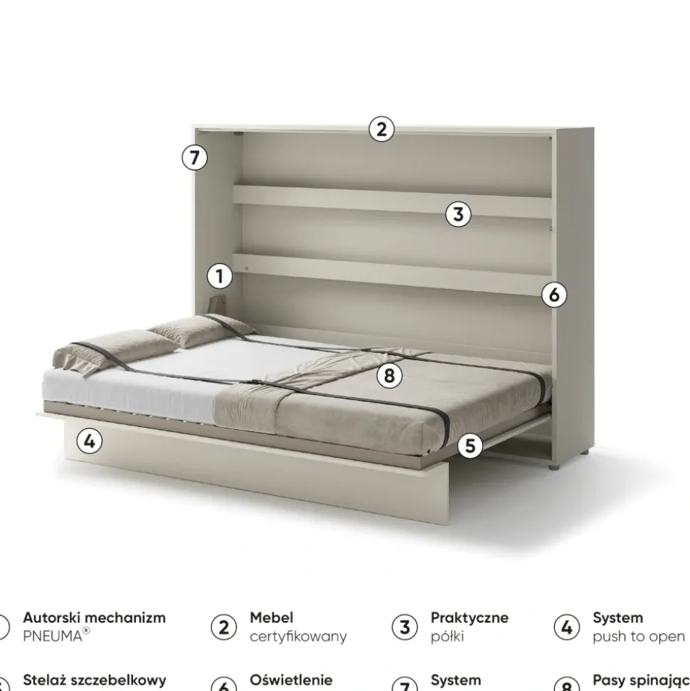 PÓŁKOTAPCZAN POZIOMY KASZMIR BC-04 BED CONCEPT Lenart