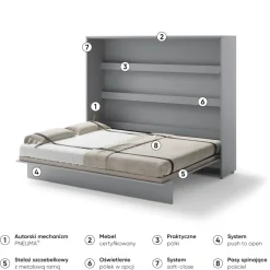 PÓŁKOTAPCZAN POZIOMY SZARY BC-14 BED CONCEPT Lenart