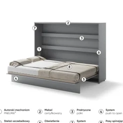 PÓŁKOTAPCZAN POZIOMY SZARY BC-04 BED CONCEPT Lenart